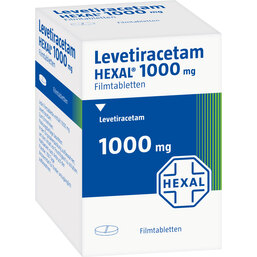 Abbildung: Levetiracetam Hexal 1000 mg Filmtabletten 50 St, Filmtabletten PZN 09123282