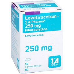 Abbildung: Levetiracetam 1A Pharma 250 mg Filmtabletten 50 St, Filmtabletten PZN 09123313