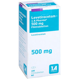 Abbildung: Levetiracetam 1A Pharma 500 mg Filmtabletten 100 St, Filmtabletten PZN 09123365