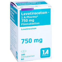 Abbildung: Levetiracetam 1A Pharma 750 mg Filmtabletten 100 St, Filmtabletten PZN 09123394