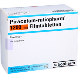 Abbildung: Piracetam ratiopharm 1200 mg Filmtabletten 120 St, Filmtabletten PZN 09123566