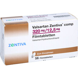 Abbildung: Valsartan Zentiva comp.320 mg / 12,5 mg Filmtabletten 56 St, Filmtabletten PZN 09123684