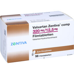 Abbildung: Valsartan Zentiva comp.320 mg / 12,5 mg Filmtabletten 98 St, Filmtabletten PZN 09123690