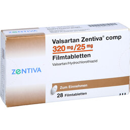 Abbildung: Valsartan Zentiva comp.320 mg / 25 mg Filmtabletten 28 St, Filmtabletten PZN 09123715