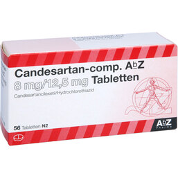 Abbildung: Candesartan AbZ comp. 8 mg / 12,5 mg Tabletten 56 St, Tabletten PZN 09123916