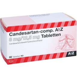 Abbildung: Candesartan AbZ comp. 8 mg / 12,5 mg Tabletten 98 St, Tabletten PZN 09123939