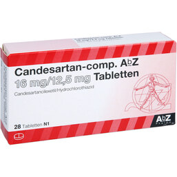 Abbildung: Candesartan AbZ comp. 16 mg / 12,5 mg Tabletten 28 St, Tabletten PZN 09123951