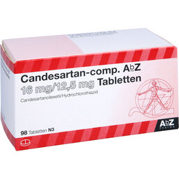 Abbildung: Candesartan AbZ comp. 16 mg / 12,5 mg Tabletten 98 St, Tabletten PZN 09123974