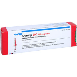 Abbildung: Aranesp 500 µg Injektionslösung in einer Fertigspritze automatisches Nadelsystem 1 St, Fertigspritzen PZN 09124264
