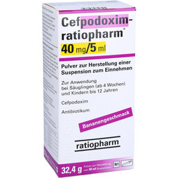 Abbildung: Cefpodoxim ratiopharm 40 mg / 5 ml TS Pulver Suspension -Herstellung 50 ml, Pulver zur Herstellung einer Suspension zum Einnehmen PZN 09124689