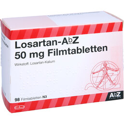 Abbildung: Losartan AbZ 50 mg Filmtabletten 98 St, Filmtabletten PZN 09154986