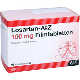 Abbildung: Losartan AbZ 100 mg Filmtabletten 98 St, Filmtabletten PZN 09154992