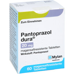 Abbildung: Pantoprazol dura 20 mg magensaftresistent Tabletten 60 St, Tabletten magensaftresistent PZN 09155738