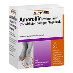 Abbildung: Amorolfin ratiopharm 5% wirkstoffhaltiger Nagellack Wirkstoffhaltiger Nagellack, 5 ml PZN 09199196
