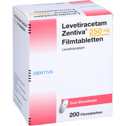 Abbildung: Levetiracetam Zentiva 250 mg Filmtabletten 200 St, Filmtabletten PZN 09199210