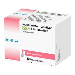 Abbildung: Levetiracetam Zentiva 500 mg Filmtabletten 50 St, Filmtabletten PZN 09199227