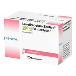 Abbildung: Levetiracetam Zentiva 500 mg Filmtabletten 200 St, Filmtabletten PZN 09199262