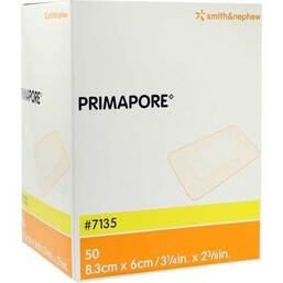 Abbildung: Primapore Wundverband 8,3x6 cm steril 50 St, Pflaster PZN 09204661