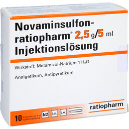 Abbildung: Novaminsulfon Ratiopharm 2,5 g / 5 ml Injektionslösung Ampullen 10 St, Injektionslösung PZN 09205206