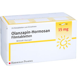 Abbildung: Olanzapin Hormosan 15 mg Filmtabletten 70 St, Filmtabletten PZN 09214599