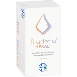 Abbildung: Starletta Hexal 2 mg / 0,03 mg Filmtabletten 21 St, Filmtabletten PZN 09219208