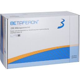 Abbildung: Betaferon 250 µg / ml 3 Monatsp.Trockensubstanz mit Lösungsmittel 3X14 St, Pulver u. Lösungsmittel zur Herstellung einer Injektionslsg. PZN 09219214
