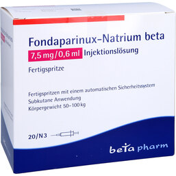Abbildung: Fondaparinux-Na.beta 7,5 mg / 0,6 ml Injektionslösung i.e.Fer. 20 St, Injektionslösung PZN 09225048