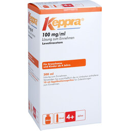 Abbildung: Keppra 100 mg / ml Lösung zum Einnehm.mit 10 ml Dos.Pipette 300 ml, Lösung zum Einnehmen PZN 09225189