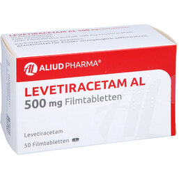 Abbildung: Levetiracetam AL 500 mg Filmtabletten 50 St, Filmtabletten PZN 09228839