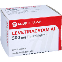 Abbildung: Levetiracetam AL 500 mg Filmtabletten 100 St, Filmtabletten PZN 09228845