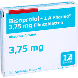 Abbildung: Bisoprolol 1A Pharma 3,75 mg Filmtabletten 50 St, Filmtabletten PZN 09231267