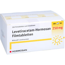 Abbildung: Levetiracetam Hormosan 250 mg Filmtabletten 200 St, Filmtabletten PZN 09234107