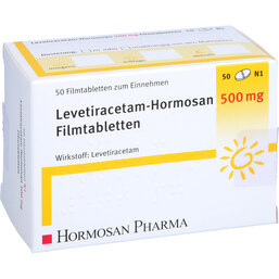Abbildung: Levetiracetam Hormosan 500 mg Filmtabletten 50 St, Filmtabletten PZN 09234113