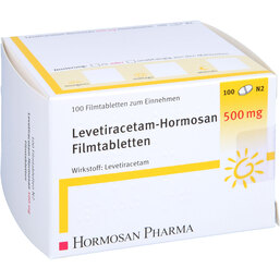 Abbildung: Levetiracetam Hormosan 500 mg Filmtabletten 100 St, Filmtabletten PZN 09234136
