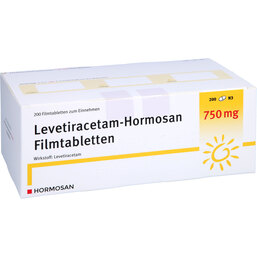Abbildung: Levetiracetam Hormosan 750 mg Filmtabletten 200 St, Filmtabletten PZN 09234171