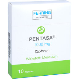Abbildung: Pentasa 1000 mg Zäpfchen 10 St, Suppositorien PZN 09234337