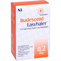 Abbildung: Budesonid Easyhaler 0,2 mg 120 Hub Inhalationspulver 1 St, Inhalationspulver PZN 09235041