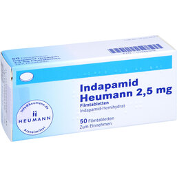 Abbildung: Indapamid Heumann 2,5 mg Filmtabletten 50 St, Filmtabletten PZN 09240378