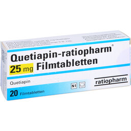 Abbildung: Quetiapin ratiopharm 25 mg Filmtabletten 20 St, Filmtabletten PZN 09243135