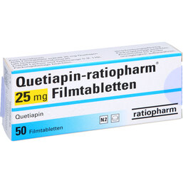 Abbildung: Quetiapin ratiopharm 25 mg Filmtabletten 50 St, Filmtabletten PZN 09243141