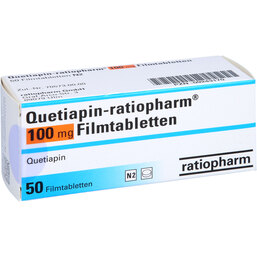 Abbildung: Quetiapin ratiopharm 100 mg Filmtabletten 50 St, Filmtabletten PZN 09243170