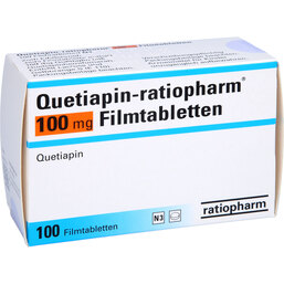 Abbildung: Quetiapin ratiopharm 100 mg Filmtabletten 100 St, Filmtabletten PZN 09243187