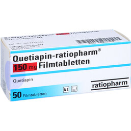 Abbildung: Quetiapin ratiopharm 150 mg Filmtabletten 50 St, Filmtabletten PZN 09243201