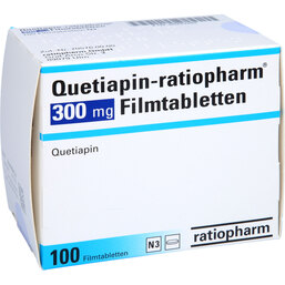Abbildung: Quetiapin ratiopharm 300 mg Filmtabletten 100 St, Filmtabletten PZN 09243282