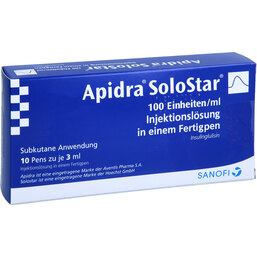 Abbildung: Apidra 100 E / ml Solostar Fertigpen 10X3 ml, Injektionslösung in einem Fertigpen PZN 09246091