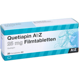 Abbildung: Quetiapin AbZ 25 mg Filmtabletten 20 St, Filmtabletten PZN 09246205