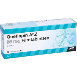 Abbildung: Quetiapin AbZ 25 mg Filmtabletten 50 St, Filmtabletten PZN 09246211