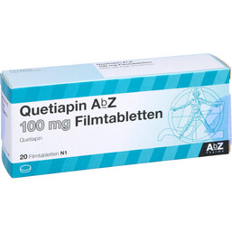 Abbildung: Quetiapin AbZ 100 mg Filmtabletten 20 St, Filmtabletten PZN 09246234