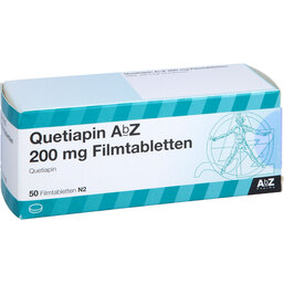 Abbildung: Quetiapin AbZ 200 mg Filmtabletten 50 St, Filmtabletten PZN 09246286