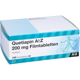 Abbildung: Quetiapin AbZ 200 mg Filmtabletten 100 St, Filmtabletten PZN 09246292